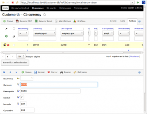 OpenXava Customerdb CbCurrency Detalle