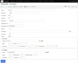 OpenXava Customerdb 02 CbCountry detalle