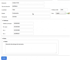 OpenXava Customerdb-CbAddress detalle con presentación de sección