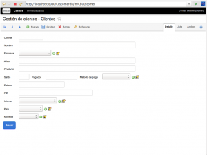 Creación de un nuevo cliente cargando la vista Crear