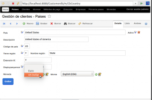 OpenXava Customerdb 03 CbCountry detalle Monedas @DescriptionList