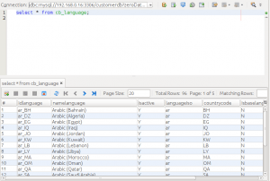 Editor SQL Netbeans consulta sobre cb_language