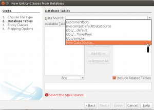 Entity Classes From Database - selección de Data Source base de datos