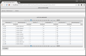 Primefaces CRUD Application LIST CB LANGUAGE