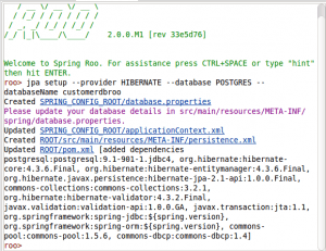 Spring Roo Project - Roo configuración de la base de datos