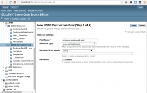 Primefaces Project - Glassfish - Creando un nuevo Connection Pool