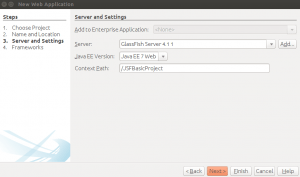 JSF 2 Create Project - Wizard - Selección de Servidor