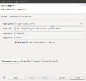 Jasper Reports- Data Adapter JDBC - Database Location