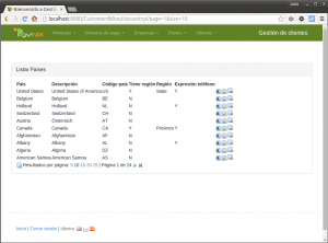 Spring Roo - Project - Lista de paises con Datatables instalado pero sin aplicar