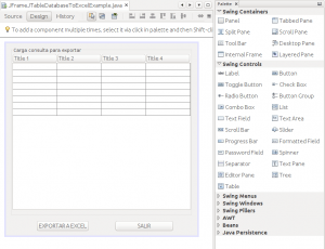 JFrame JTable Database To Excel - Diseño del form