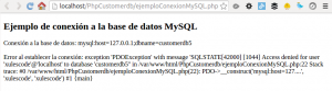 PHP Database - Error en la conexión PDO