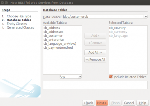 Servicios web RESTFul Java - Selección de tablas