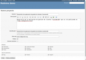 RedMine - Creacion de un Proyecto