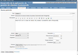 RedMine - Creacion de una peticion (bug, característca, ...)