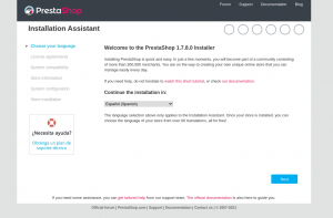 Docker Prestashop - 01 - Selección de idioma