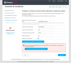 Docker Prestashop - 05 - Conexión realizada no existe base de datos