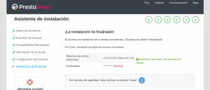 Docker Prestashop - 07 - Instalación finalizada Docker Prestashop MySQL