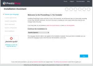 Docker Compose - Prestashop - 01 -Selección de idioma