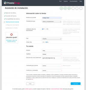 Docker Compose - Prestashop - 03 - Información de la tienda