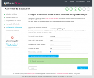 Docker Compose - Prestashop - 06 - Base de datos creada exitosamente
